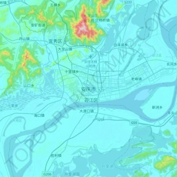 安庆市地形图、海拔、地势