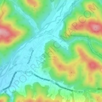 Вид на село и горы地形图、海拔、地势