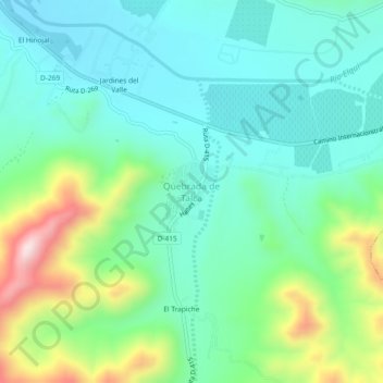 Quebrada de Talca地形图、海拔、地势