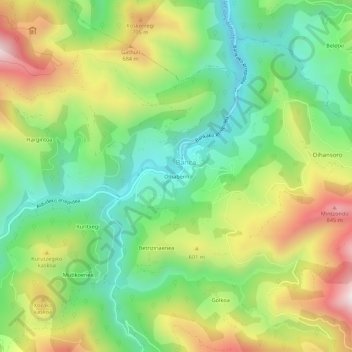 Olhaberri地形图、海拔、地势