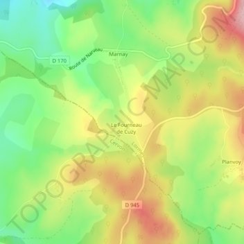 Cusy地形图、海拔、地势