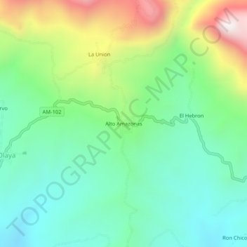 Alto Amazonas地形图、海拔、地势