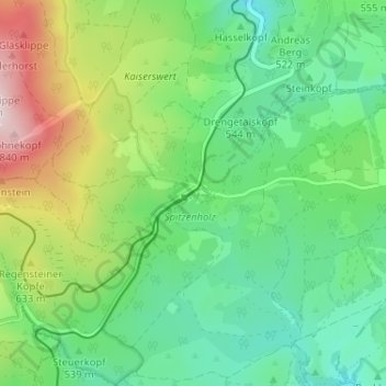 Drei Annen Hohne地形图、海拔、地势