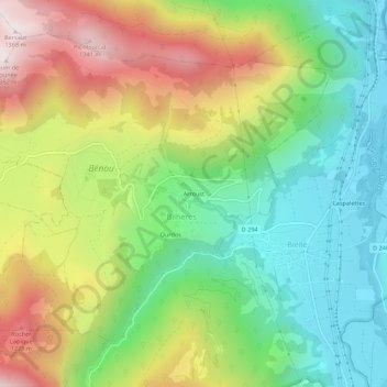 Arroust地形图、海拔、地势