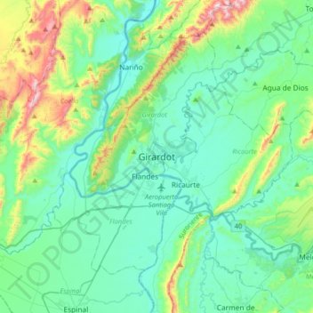 Girardot地形图、海拔、地势