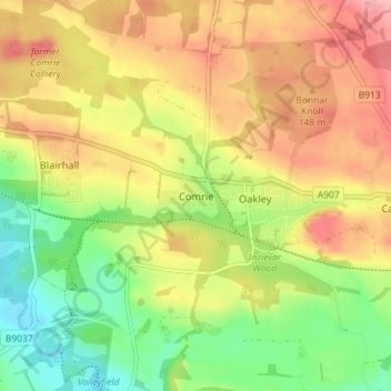 Comrie地形图、海拔、地势