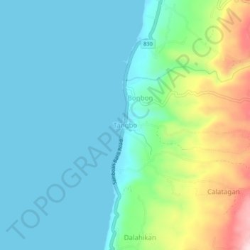 Tangbo地形图、海拔、地势