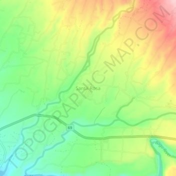 Santa Rosa地形图、海拔、地势