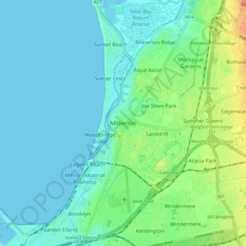 Milnerton地形图、海拔、地势