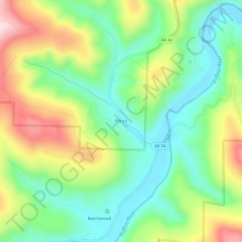 Ponca地形图、海拔、地势