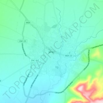 Jerez地形图、海拔、地势