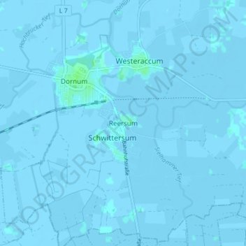 Reersum地形图、海拔、地势