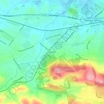Montello地形图、海拔、地势