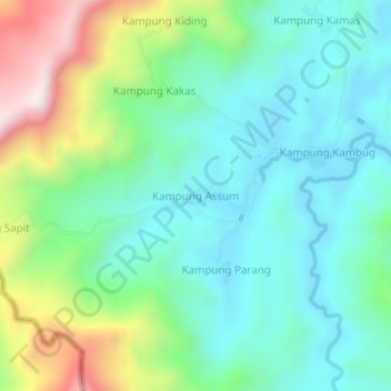 Kampung Assum地形图、海拔、地势