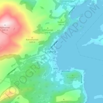 Leikong地形图、海拔、地势