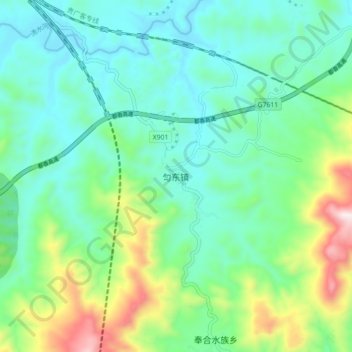 匀东镇地形图、海拔、地势