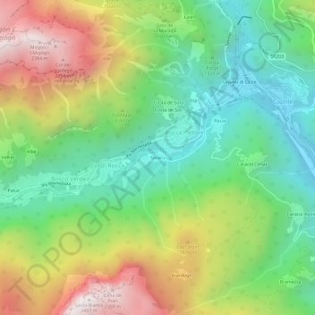 Sorarù地形图、海拔、地势