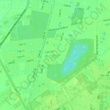 Opichén地形图、海拔、地势