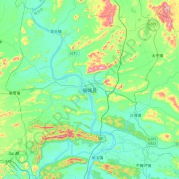 柳城县地形图、海拔、地势