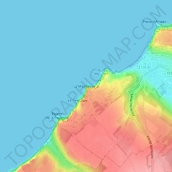 La Manneporte地形图、海拔、地势