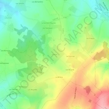 Chievre地形图、海拔、地势