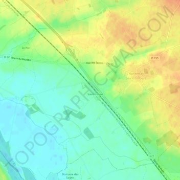 Saint-Imbert地形图、海拔、地势