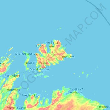 Fogo Island地形图、海拔、地势
