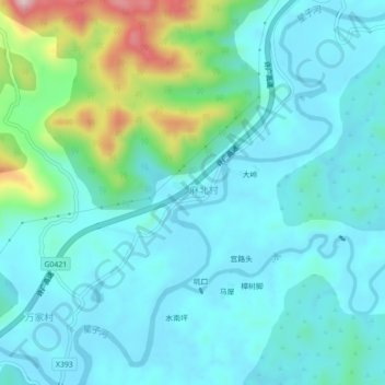 城水村地形图、海拔、地势