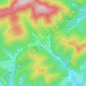 St. Corona am Schöpfl地形图、海拔、地势