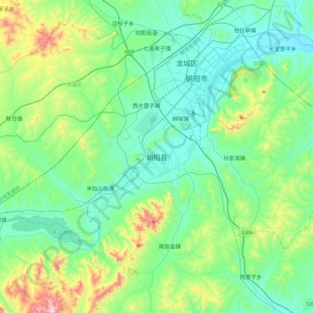朝阳县地形图、海拔、地势