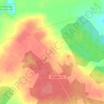 Хребтово地形图、海拔、地势