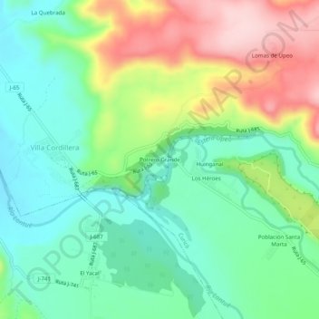 Potrero Grande地形图、海拔、地势