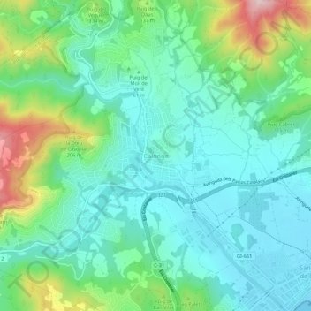 Calonge地形图、海拔、地势