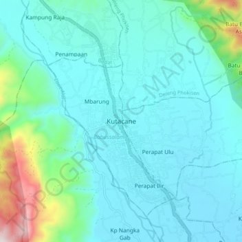 Kutacane地形图、海拔、地势