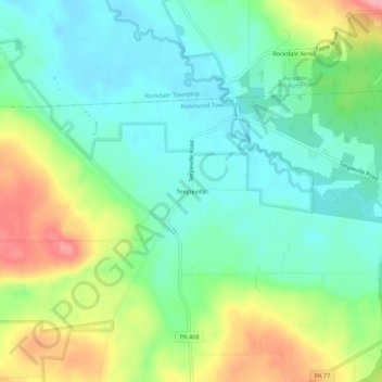Teepleville地形图、海拔、地势