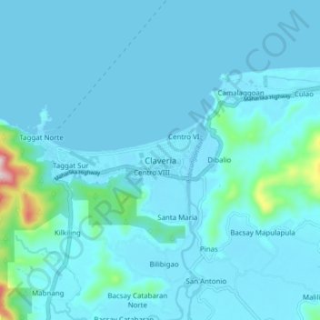 Claveria地形图、海拔、地势
