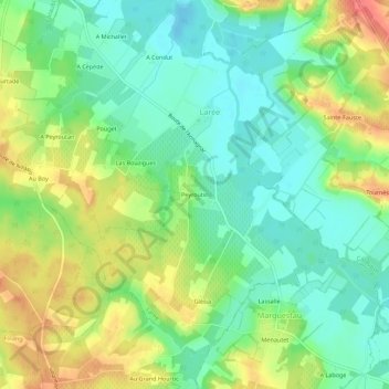 Peyroutin地形图、海拔、地势
