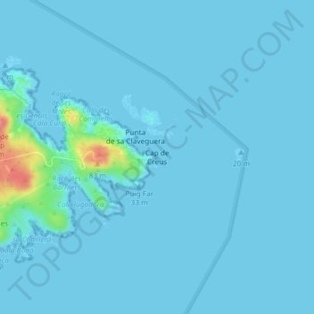 Cabo de Creus地形图、海拔、地势