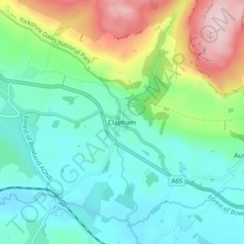 Clapham地形图、海拔、地势