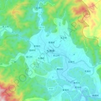 松源镇地形图、海拔、地势