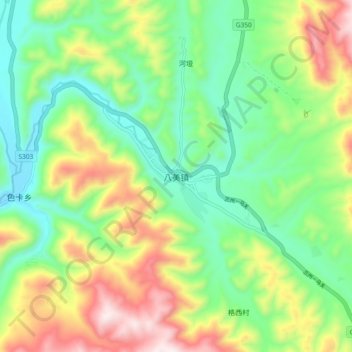 八美镇地形图、海拔、地势