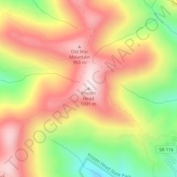 Frozen Head地形图、海拔、地势