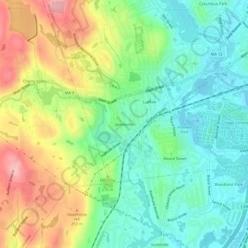 Jamesville地形图、海拔、地势