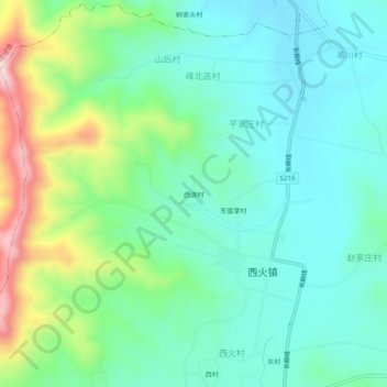 西源村地形图、海拔、地势