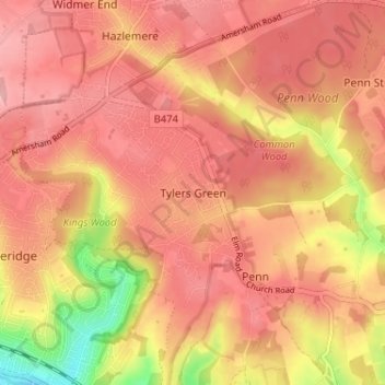 Tylers Green地形图、海拔、地势