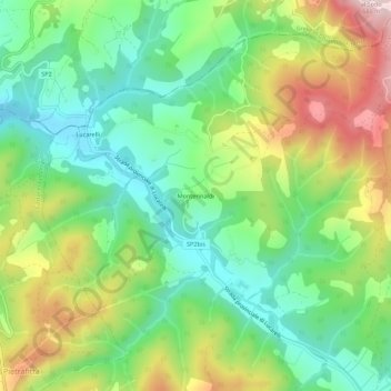 Monterinaldi地形图、海拔、地势