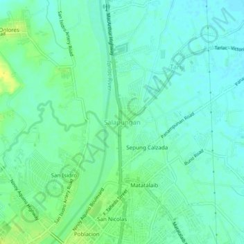 Salapungan地形图、海拔、地势