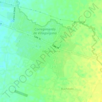 Villa Gorgona地形图、海拔、地势
