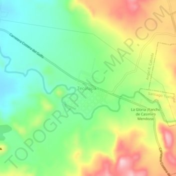 Tecolapan地形图、海拔、地势