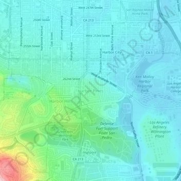 Harbor Pines地形图、海拔、地势